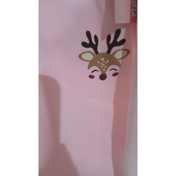 Lucky You Reindeer Holiday Pink Sweatsuit 2 Piece Set –Girls Size Small 7/8 B10 - Picture 3 of 5